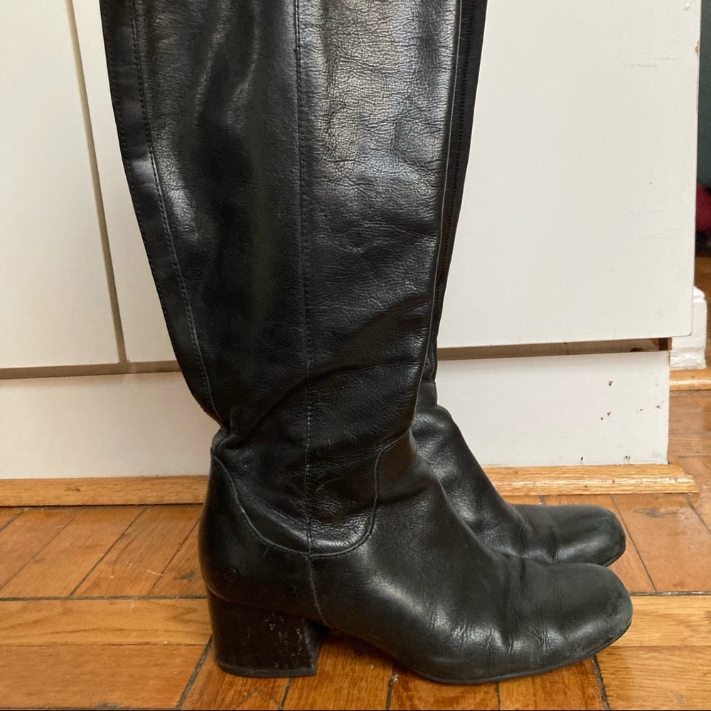 Børn leather heeled black boots